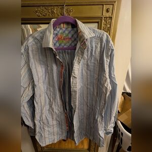 Robert Graham Striped Blue Shirt